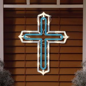 Lighted Window Decoration Easter Cross